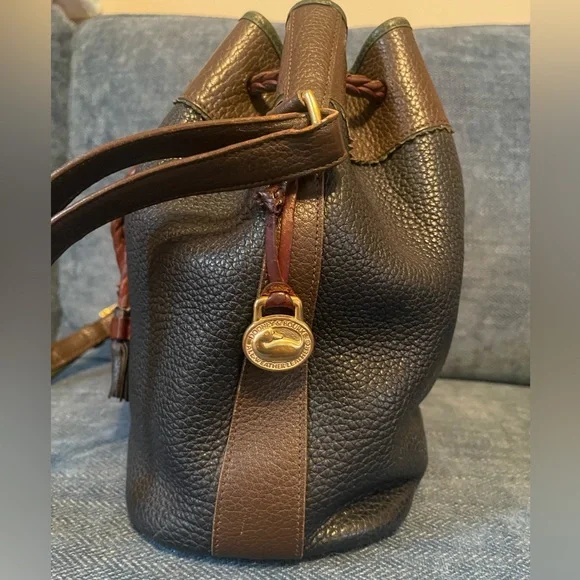 Vintage Dooney & Bourke All Weather Leather Tri-Color Drawstring Bucket Bag - Picture 7 of 14